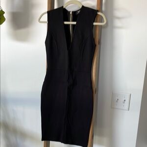 Black Plunge Neck Sleeveless Bodycon Dress